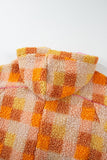 Checkered Long Sleeve Sherpa Hooded Jacket