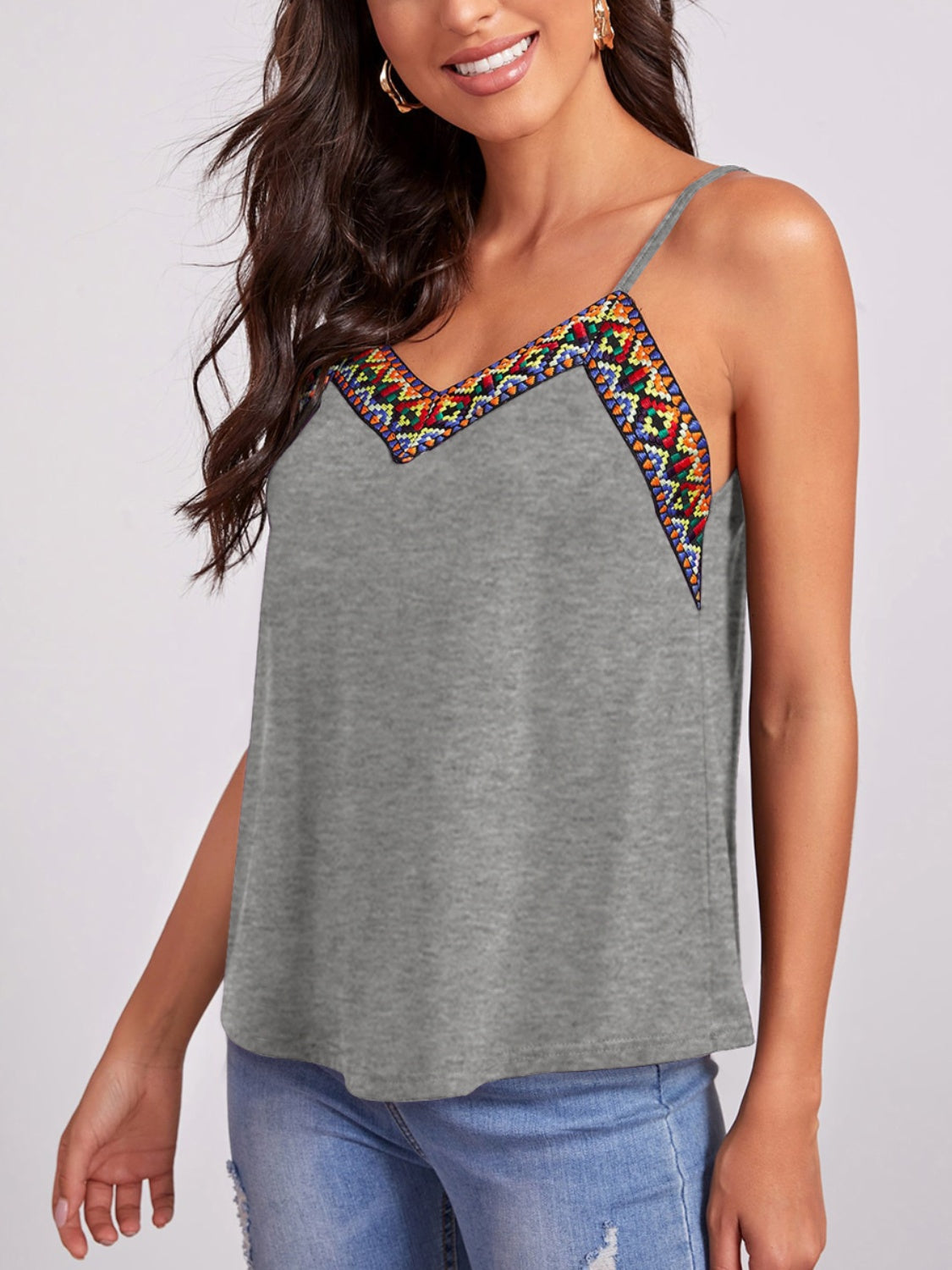 Geometric V-Neck Spaghetti top