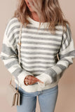 Striped Round Neck Dropped Shoulder Sweater