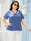 Plus Size Cutout Short Sleeve Top -