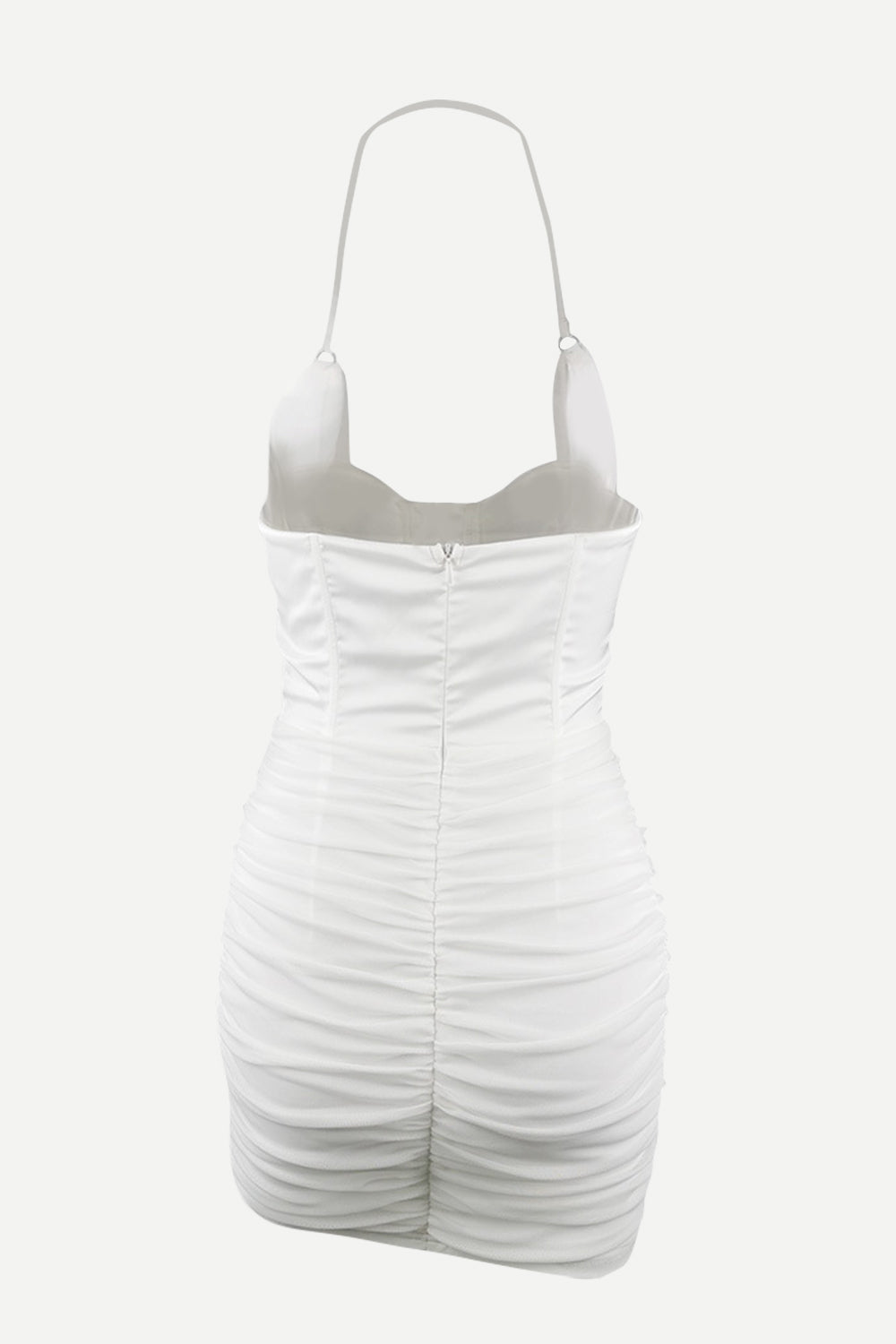 Lace-Up Ruched Halter Neck Wrap Dress - Allure Taste