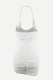 Lace-Up Ruched Halter Neck Wrap Dress - Allure Taste
