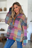 Full Size Plaid Dropped Shoulder Fleece Hoodie