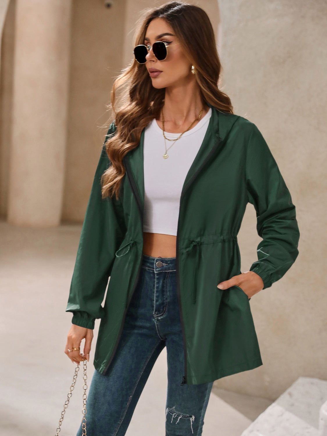 Long Sleeve Hooded Windbreaker