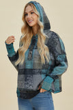 Full Size Plaid Dropped Shoulder Fleece Hoodie