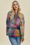 Full Size Plaid Dropped Shoulder Fleece Hoodie