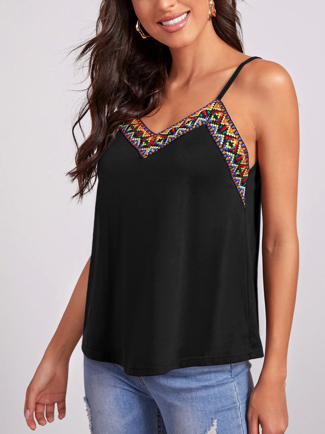 Geometric V-Neck Spaghetti top