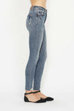 Blue Full Size Tummy Control Vintage Wash Hem Destroy Skinny Jeans