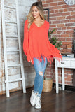 Frayed Hem Dropped Shoulder Sweater