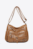 Multi-Pocket PU Leather Crossbody Bag