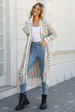 Angel Wings Full Size Multicolored Open Front Fringe Hem Cardigan