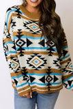 Geometric Round Neck Long Sleeve Sweater