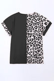 Plus Size Leopard Round Neck T-Shirt -