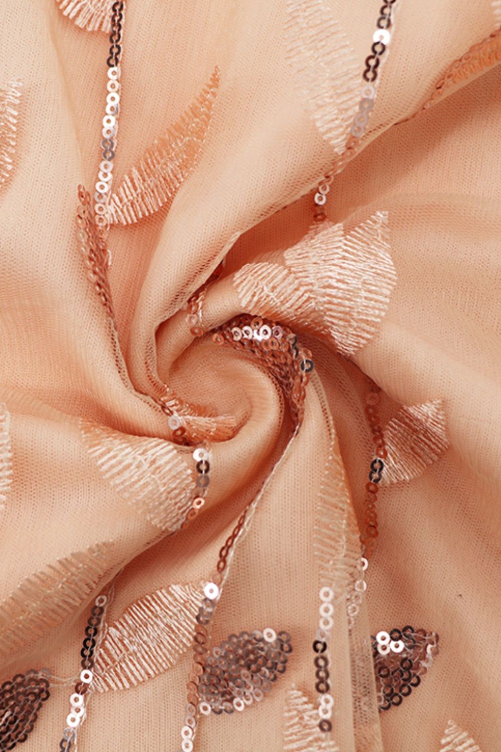 Sequin Leaf Embroidery Tie Front Short Sleeve Dress - Allure Taste