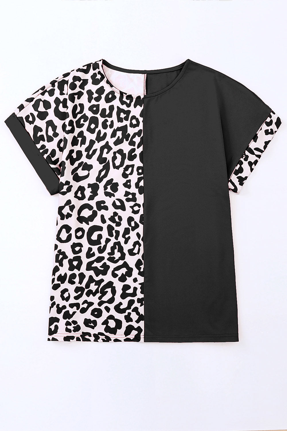 Plus Size Leopard Round Neck T-Shirt -