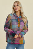 Full Size Plaid Dropped Shoulder Fleece Hoodie