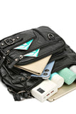 Multi-Pocket PU Leather Crossbody Bag