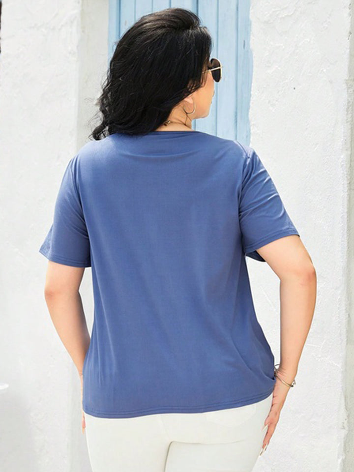 Plus Size Cutout Short Sleeve Top -